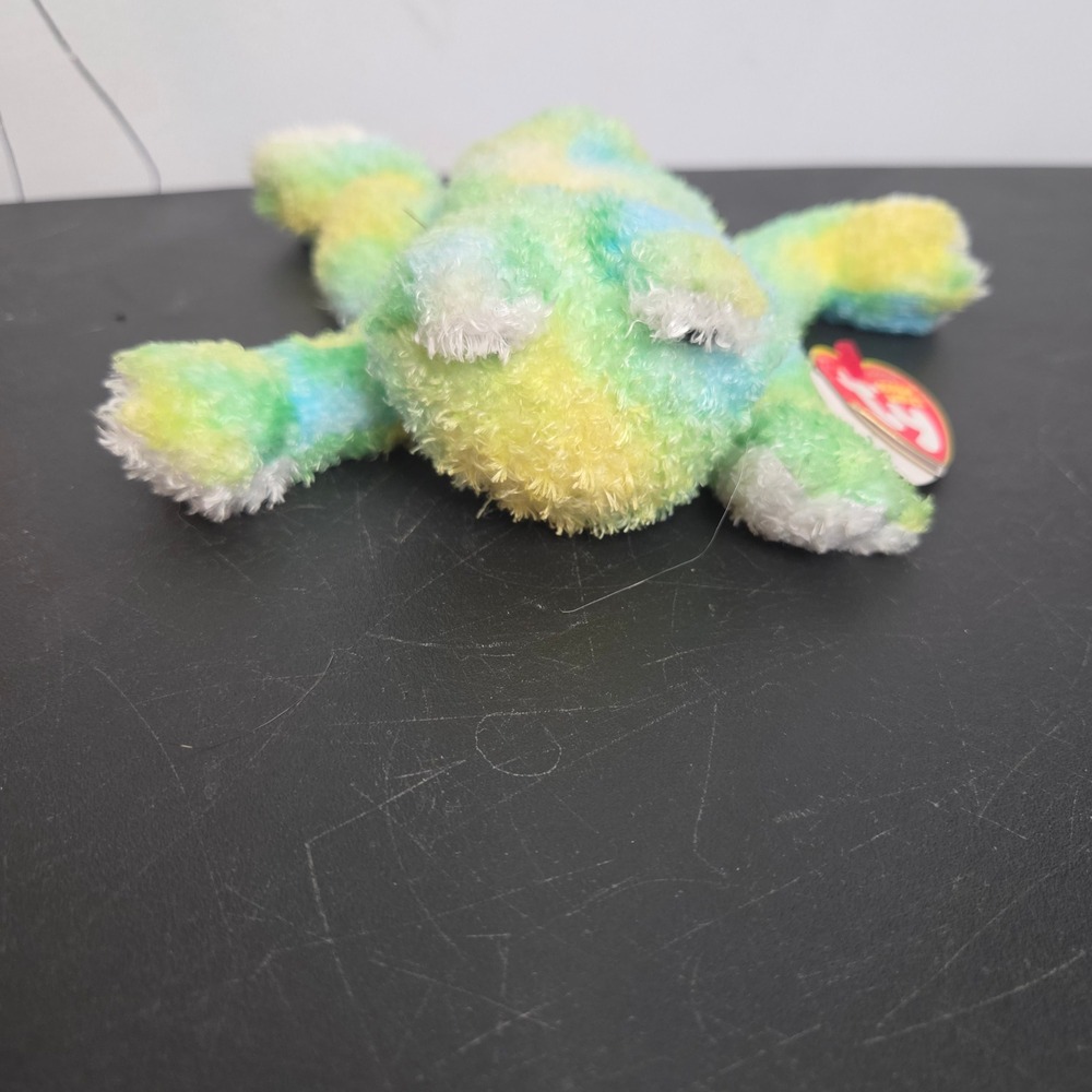 Ty Beanie Babies Webley the Frog Green Yellow Blue Tie Dye Plush 2006 with Tags
